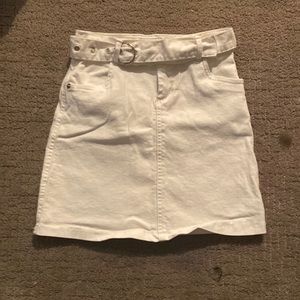 White mini jean skirt